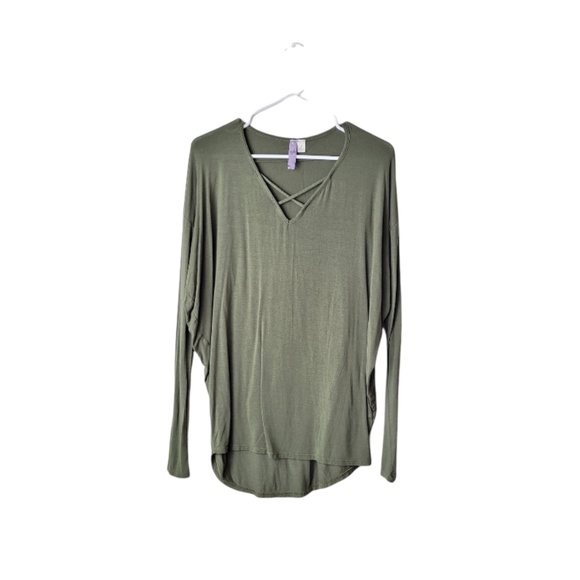 Alya Tops - LAST CHANCE!Alya Olive Green Strappy Front Long sleeve Blouse